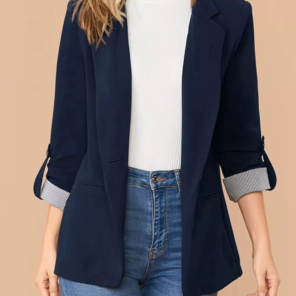 One‎ Button Roll-Up Sleeve Blazer